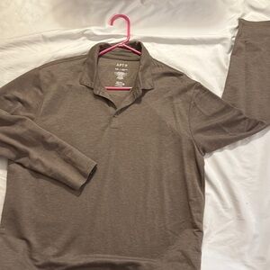 Apt. 9 Brown Long Sleeve Polo Shirt